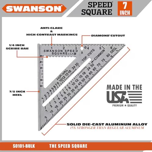 SWANSON Tool Co S0101 7 Inch Speed Square, Blue - size: 7 inch, style: 7" Speed Square