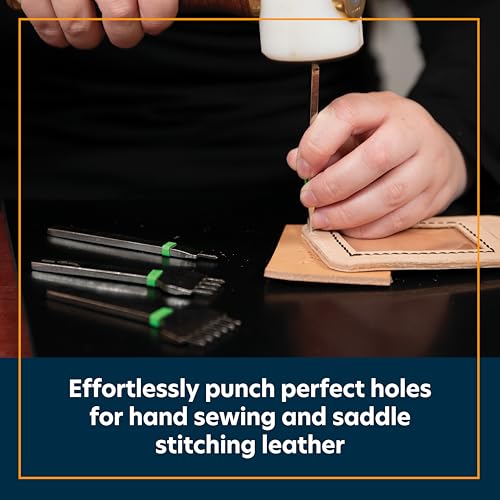 Weaver Leather Supply Diamond Leather Stitching Chisel Set, Precise 6mm Hole Punch, Color-Coded Hole Punch Set for Hand Sewing and Saddle Stitching - size: 6mm