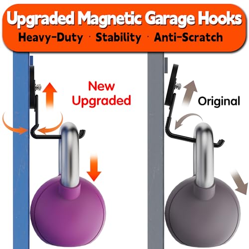 ULIBERMAGNET New Updated Gaint Magnetic Hooks,2 Pack Heavy Duty Large Magnetic Hooks for Extension Cord, Cable, Hose, Power Cord,Rope,Drill,Jig Saw,Circular Saw,Garden Lawn Tools (Black/3.46inch) - style: Upgraded Black Large L Extra Strong Hooks