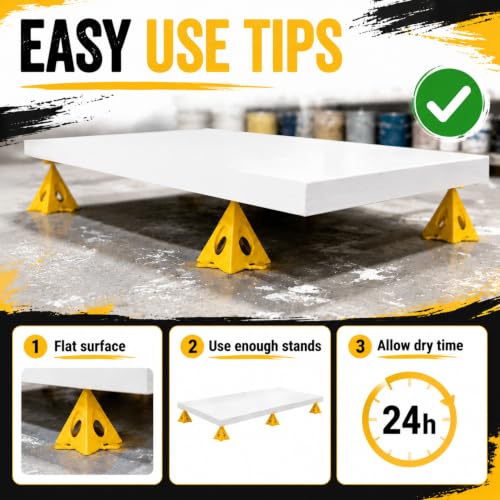 RUGLAMZHIP 50pcs Painters Pyramids, Painters Pyramid Stands | Painter's Stands & Mini Tripods for Door Risers, Cabinet Doors, Paint Tent, Woodworking Tools, Cabinet Pouring Accessories - style: Yellow-50pcs