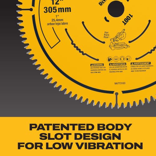 DEWALT Miter Saw Blade, 12 inch, 100 Tooth, Fine Finish, Ultra Sharp Carbide (DWA112100)