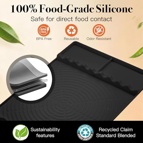 Silicone Grill Mat for Blackstone Griddle Accessories (Black) - color: Black