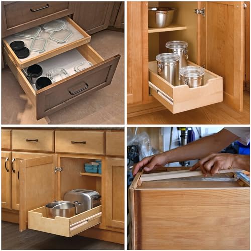 LANIAKEA 6PCS Wood Drawer Slide 16 Inches Wooden Drawer Slides Bottom Mount Center Mount Drawer Slides Replacement Part