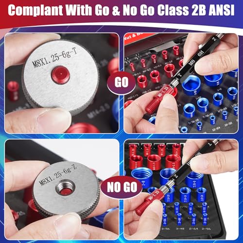 64Pcs Thread Checker, Nut and Bolt Thread Checker, 36 Inch & 28 Metric Box Set Thread Gauge, Thread Checker Standard and Metric Suitable for Size Checker of Bolts or Nuts in Narrow Areas - size: 64 Gauges - 36 Inch & 28 Metric