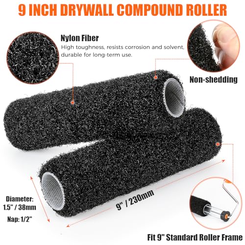 2pcs 9" Drywall Compound Roller Covers, Shed-Resistant Drywall Mud Roller - color: 2pcs