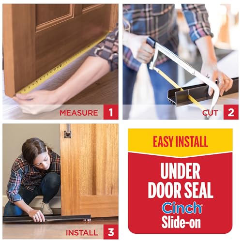 M-D Building Cinch® U-Shape Slide-On Under Door Seal, Black, 36in - color: Black, size: 36 Inch