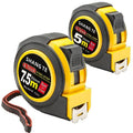 2 Packs Tape Measure 25 ft /16 ft, Steel Measuring Tape Retractable, 25-Foot /16-Foot Basics Self-Locking Measurement Auto Lock Tape Rule Imperial/Metric Tape Measure for Body Measurements - color: 2 Pack, size: 7.6 m