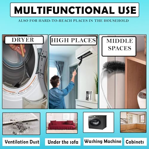 4-Pack Dryer Vent Cleaner Kit - Long Flexible Dryer Lint Brush & Refrigerator Coil Cleaner - Multi-Use Radiator Brush & Lint Trap Cleaning Tool for Fire Prevention - size: Full (Pack of 2)
