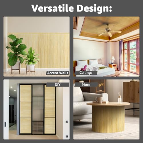 Art3d 48 x 96 in Pole Wrap Natural Bamboo Wall Panel, 1-Pack, Raw - color: Raw, size: 1-48 inches x 96 inches