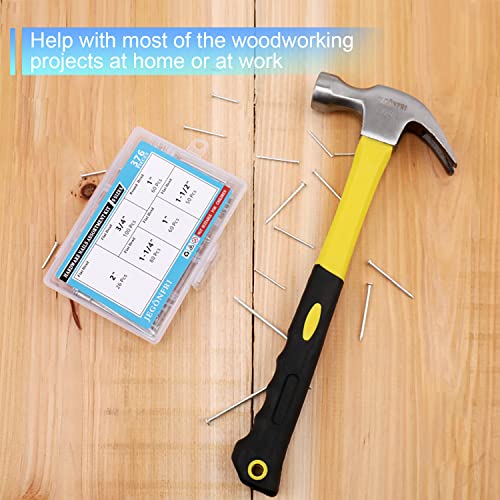 376PCS Nails & Hammer Set, 8oz Hammer, 6 Nail Sizes for Hanging Pictures - style: Nails and Hammer