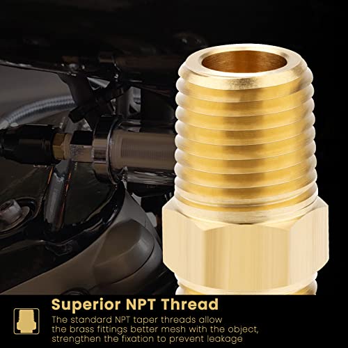 KOOTANS 1/4 NPT x 1/4 NPT Male Solid Brass Hex Nipples,4 PACK - size: 1/4 NPT x 1/4 NPT (O.D x O.D: 1/2'' x 1/2'')