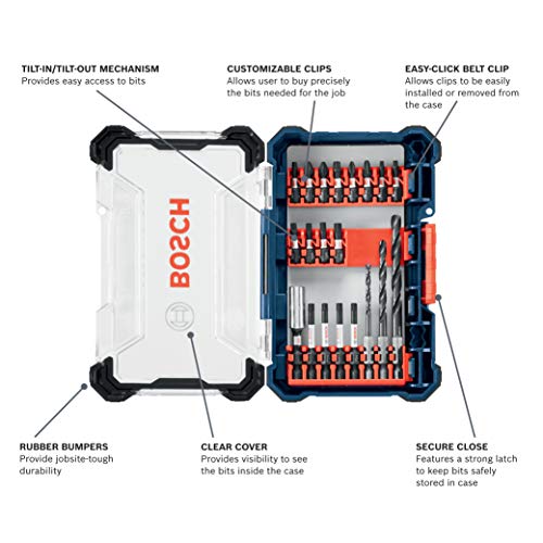 BOSCH DDMS20 20-Piece Assorted Impact Tough Drill Drive Custom Case System Set for Drilling and Driving Applications - size: 20 Piece Set, style: Drill Drive