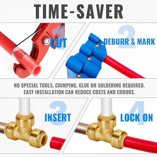 SUNGATOR 1/2 Inch Tee, Push Pex Tee Fittings 1/2 Inch, Brass, 12-Pack - color: Brass Tee, 12 Pack, size: 1/2 Inch
