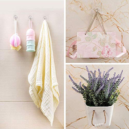 Transparent Adhesive Hooks 30 lb(Max), Waterproof & Oilproof Reusable Seamless Hooks, Heavy Duty Wall Hook for Kitchen Bathroom Office (20), (20hook), 2.36