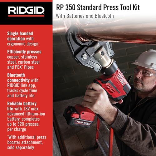 RIDGID 67063 RP 350 ProPress Pressing Tool and Battery Kit with ProPress Tool, 18-Volt Battery, Charger, and Case - style: Battery Kit (No Jaws)