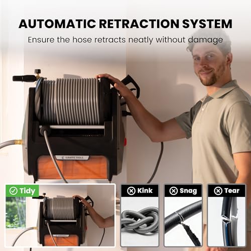 Giraffe Tools Retractable Wall Mount Pressure Washer Pro with 100FT Hoses
