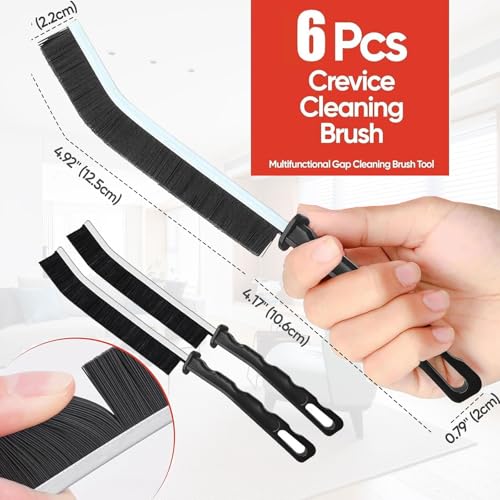 Commercial-Grade Crevice Cleaning Brush Set, Ultra-Stiff Heavy-Duty Gap Scrubber Tools for Window Tracks & Bathroom Grout, Professional Detailing Arsenal & Home Essentials Gift (black-6pcs) - color: Black-6pcs