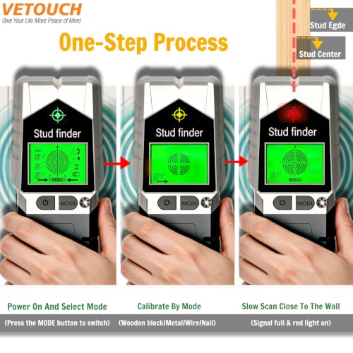 6 in 1 Stud Finder Wall Scanner, Electronic Stud Detector with LCD Display & Sound Alarm, Magnetic Stud Sensor for Wood, Metal, AC Wire, Pipe Detection in Walls, Ceilings, Floors-Silver - color: Silver+ Black
