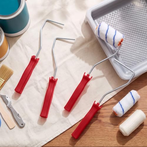 Leumoi 48 Pcs 4 Inch Mini Paint Roller Frame Threaded Grip Handle, Red - color: Red