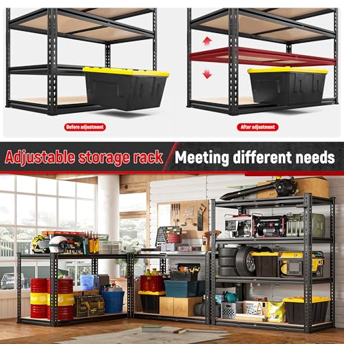 REIBII 40" W Garage Shelving with Rolled-Edge Columns for Basement Pantry - size: 40"W x 19.7''D x 60''H
