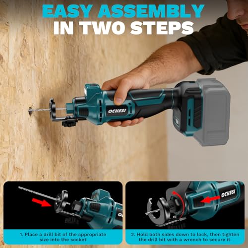 OCHESI Cordless Drywall Cut-Out Tool Compatible with Makita 18V Battery, 3 Speed Adjustable Brushless Rotary Saw with Up to 30000 RPM,Compact Spiral Saw Kit for Wood,Drywall,Tiles,plastic, (Tool Only)