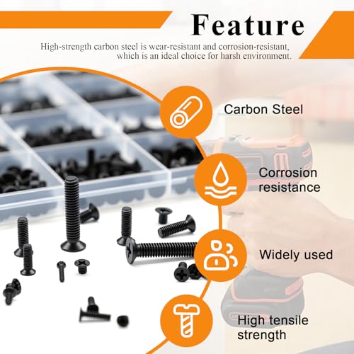 24Sizes 888Pcs Tiny Micro Laptop Computer Screw Kit M1.4/M1.7/M2/M2.5/M3/M4 Countersunk Flat Head Phillips Mini Repair Screws Set for Machinery, Furniture, Automotive, Motorcycle - size: 888pcs