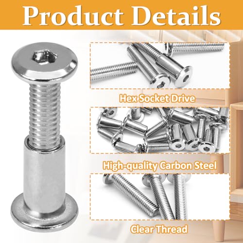 Biaungdo M6x25mm Silver Hex Drive Socket Cap Bolt, 15 Sets - color: Silver, size: M6x25mm