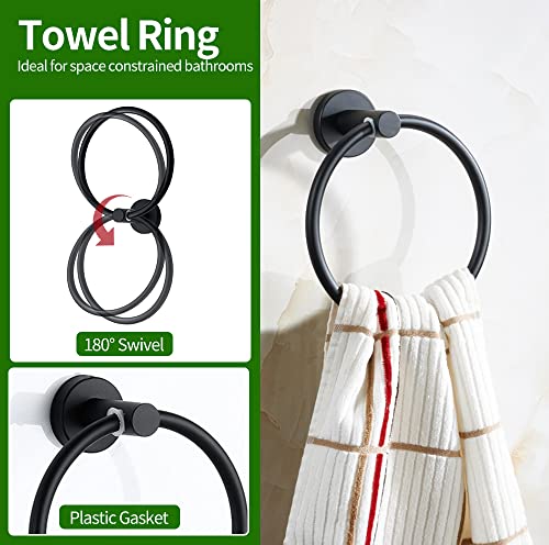 20pcs Bathroom Hardware Set, Matte Black Bathroom Hardware Set, Including 16" Hand Towel Bars, Toilet Paper Holders, Towel Rings, Robe Towel Hooks - color: 20pcs 16" Matte Black