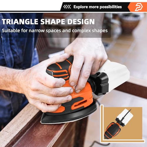 Prostormer Detail Sander, 13000RPM Mouse Sander, 1.6A Electric Palm Sanders - color: Orange