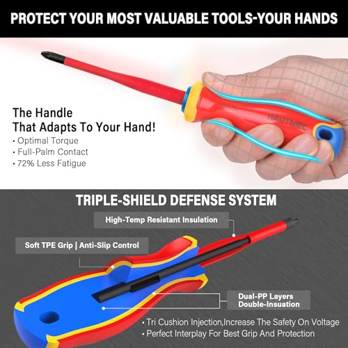 HAUTMEC 6PC Insulated Screwdriver Set 1000V Electrician Screwdriver Set - color: Insulated Screwdriver