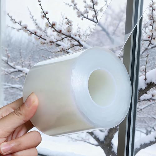 Transparent Weather Sealing Tape 3" x35 Yard, Window Insulation Tape Weather Stripping for Windows Doors Shower Glass – Indoor/Outdoor Insulation, No-Residue, Clear, Energy-Saving - size: 3 IN - 105 Ft Clear - 140U