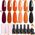 Beetles Fall Gel Nail Polish Set - Burnt Orange Shimmer Gel Polish - color: A - Mixed Finishes | Autumn Leaves