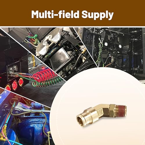 45° Swivel Elbow Push-to-Connect Fittings, 5PCS Brass C36000 Male Elbow Connectors for Nylon Tubing in Pneumatic Systems (1/4"OD x 1/8" NPT) - size: 1/4"OD x 1/8" NPT