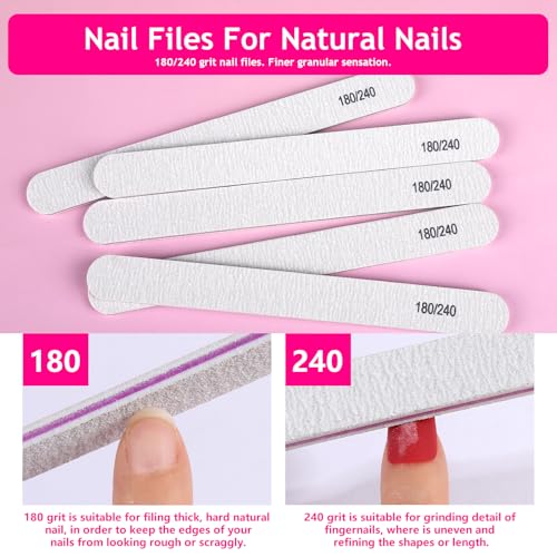 FANDAMEI Manicure Kit For Women, Nail Care Kit With Glass Nail File, 5pcs 180/240 Grit Nail Files For Natural Nails, Cuticle Oil, Cuticle Trimmer, Cuticle Pusher, Manicure Set, Nail Kit, Nail Prep Kit
