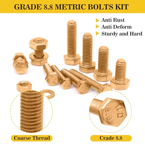 Bonost 1380pcs Nuts and Bolts Assortment Kit, Zinc Plated, Grade 8.8 M4-M8