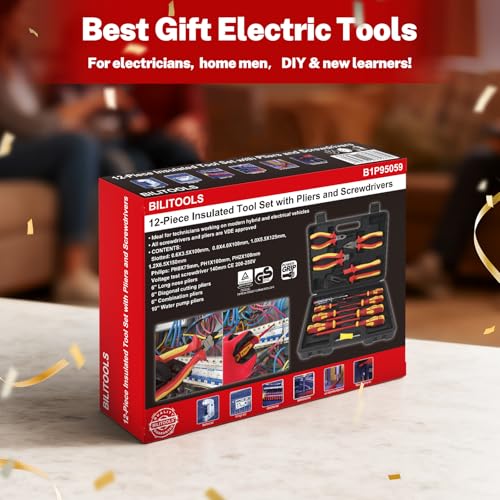 BILITOOLS 1000V Insulated Electrician Tools Set, Insulated Screwdrivers Set - color: 12pc Screwdriver & Pliers Set, size: Insulated Screwdriver Set