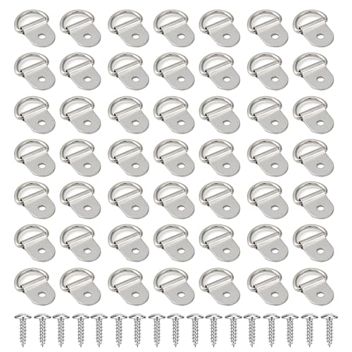100pc Picture Hangers Kit D-Ring Hooks with Screws Heavy Duty for Hanging - color: Silver