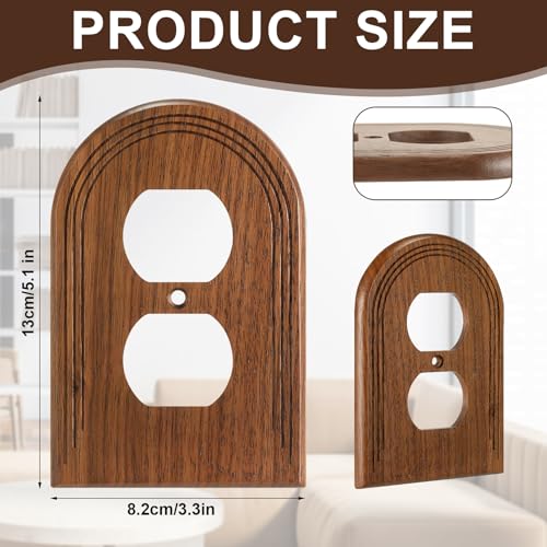 DoubleFill 4 Pcs Walnut Wood Switch Cover,13 * 8.2cm,Arch Double Hole - color: Arch Double Hole, size: 13 x 8.2 cm