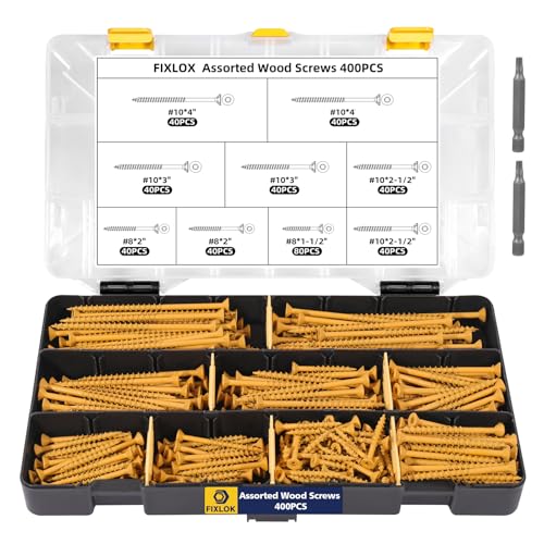 #8#10 Assorted Screws Kit, 5 Sizes Wood Assortment,Torx Dive, 400pcs