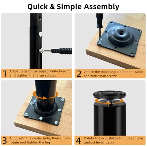QLLY Adjustable Metal Table Leg, 24-40 inch, 60-100cm, Home Office DIY Desk Leg, Furniture Leg Set (4, Black) - color: Black