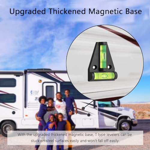 Magnetic RV Bubble Level, Mini Self-Adhesive T Type Small Leveler Indicator for RV Camper Travel Trailer Motorhome Leveling Blocks Accessories Essentials Must Haves