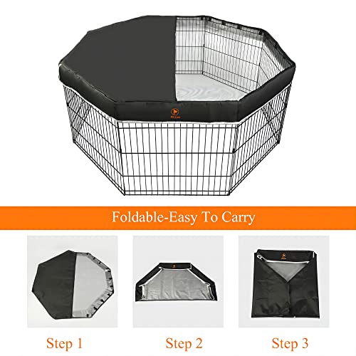 PJYuCien Playpen Top Cover for 24'' Width 8 Panel Pen, Black - color: Only Black Top Cover, Adhesive Tape Connections