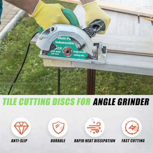 6 Pack 4-1/2" Indestructible Disc for Grinder Set, Diamond Multi-Purpose Saw Blades with 7/8" Arbor, Cut Off Wheels Tool for Smooth Cutting Ceramic Tile Glass Metal Wood PVC Pipe
