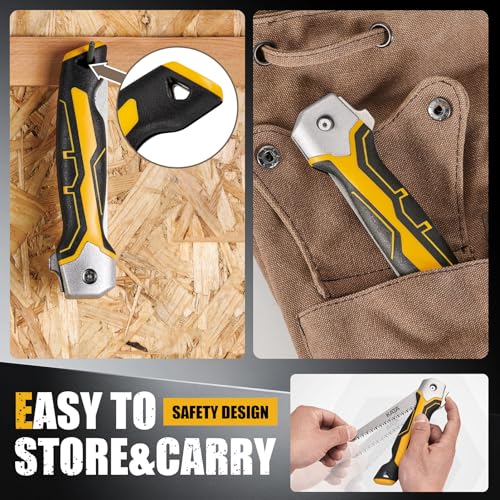 KATA Folding Drywall Jab Saw, Sheetrock Knife with Soft Grip Handle - color: Silvery