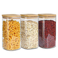 ComSaf Glass Storage Containers with Lids 1.6 Qt, Set of 3 Food Storage Jar | Square Kitchen Canisters, Glass Pantry Jars, Pantry Organizers, Dry Food Storage, Tea, Oat, Spice, Coffee, Cereal, BPA Free - size: 1.6Qt*3