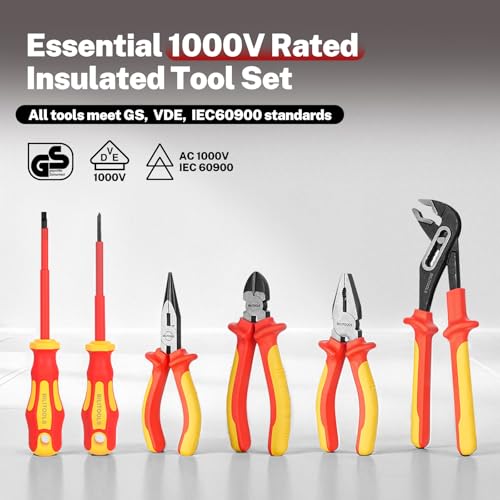 BILITOOLS 1000V Insulated Electrician Tools Set, Insulated Screwdrivers Set - color: 12pc Screwdriver & Pliers Set, size: Insulated Screwdriver Set