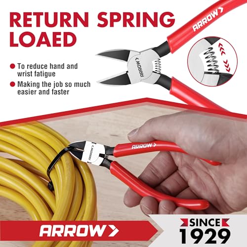 ARROW 6" Precision Wire Cutters, Precision Flush Cut Diagonal Pliers - size: 6 Inch