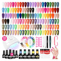 VANREESA Gel Nail Polish Kit with U V Light 53 Pcs Gel Polish Nail Set 36 Popular Colors Nail Polish Set + Base and 4 Effects Top Coat with Manicure Tools Complete Nail Kit Gifts for Women Girls - color: Champagne Roses