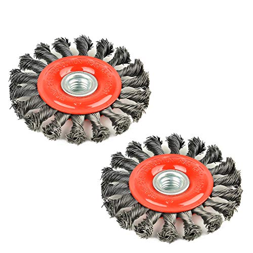 AAIN 4 Inch Wire Wheel Cup Brush Set for Grinder, 2pcs Cup Brushes Set - size: 2 pack, style: 4 inch Knotted Wire Brush