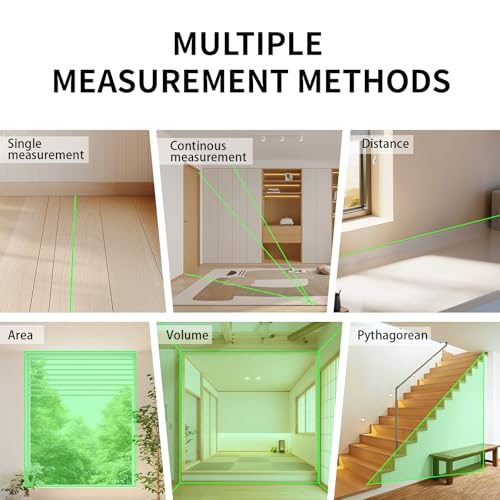 Laser Distance Measure Backlit LCD with Bubble Levels Enhanced-Bright 393FT - color: Green 393FT